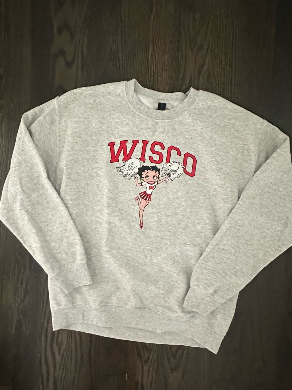 University Of Wisconsin Betty Boop Cheer Sweatshirt Nwot Large